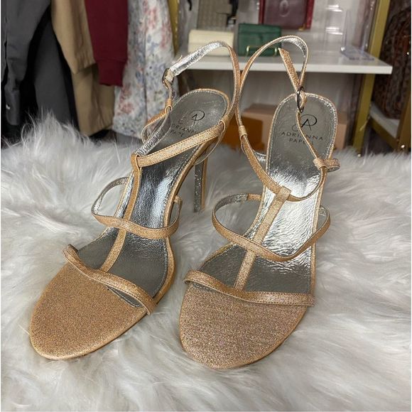 NWOT Adrianna Papell Dalton Pink Glitter Cage Strappy Open Toe Stiletto Heel Siz - Picture 1 of 9